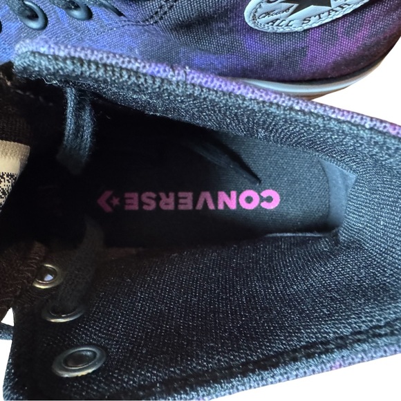 Converse Chuck Taylor All Star Black And Purple Watercolor Roses HiLift Sneakers - Picture 8 of 11